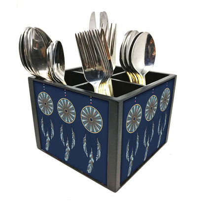 Dreamcatcher Cutlery Holder Stand Silverware Caddy Organizer for Spoons, Forks & Knives-Made of Pinewood Nutcase