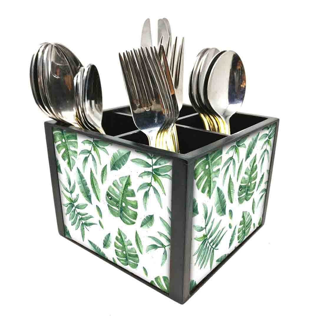 Cutlery Holder for Kitchen Silverware Caddy Organizer - Leaves Nutcase