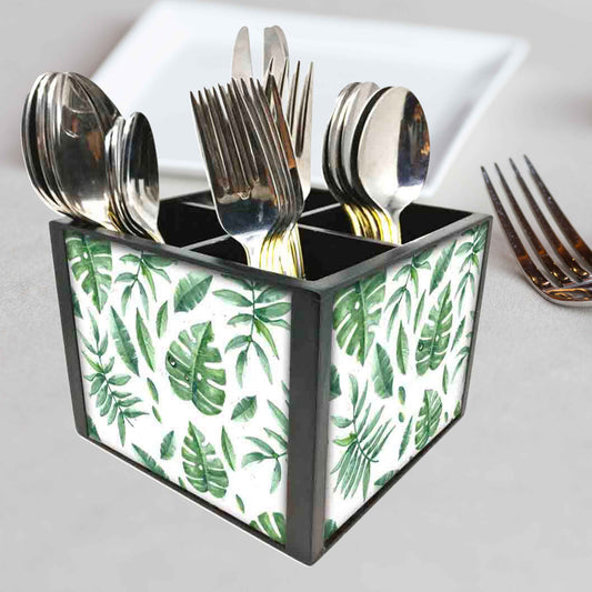 Cutlery Holder for Kitchen Silverware Caddy Organizer - Leaves