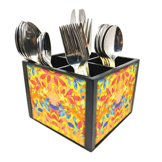 Leaves YellowCutlery Holder Stand Silverware Caddy Organizer Nutcase