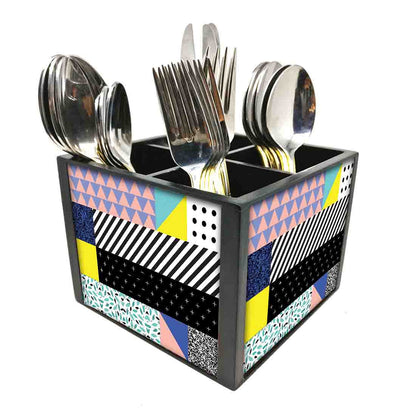 Stylish Wood Silverware Cutlery Holder - CheckBox Pattern Nutcase