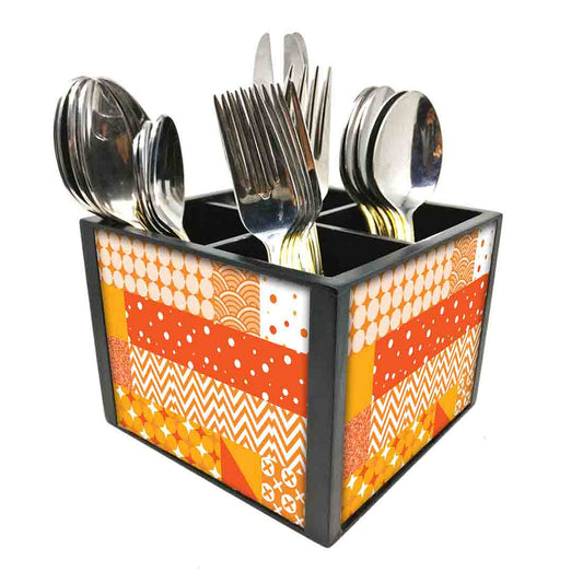 Stylish Cutlery Stand for Diningtable - CheckBox Pattern Orange Nutcase