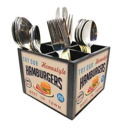 Cutlery Stand for Kitchen Silverware Caddy Organizer - Hamburgers Nutcase