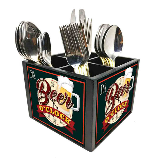 Cutlery Holder Silverware Caddy Organizer for Spoon Stand - It's Beer O'Clock Nutcase