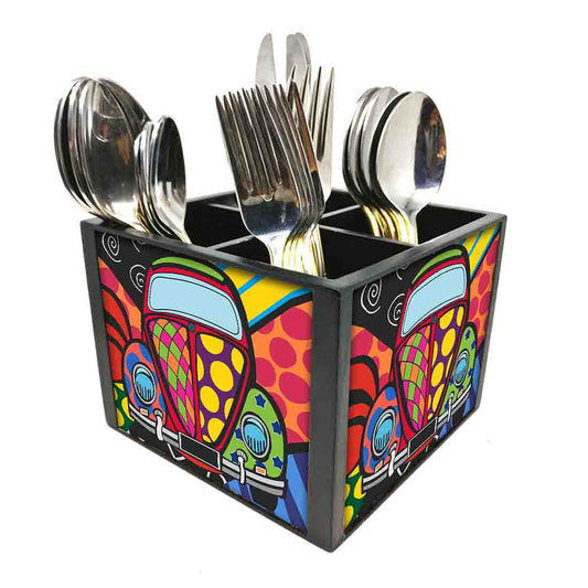 Cutlery Stand for Dining Table Forks Knives & Spoons Organizer - Taxi Art Nutcase