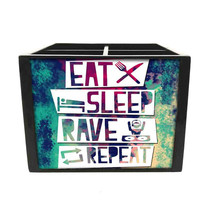 Eat Sleep Rave Repeat SignsCutlery Holder Stand Silverware Caddy Organizer Nutcase