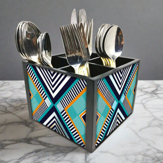 Silverware Cutlery Caddy Organizer for Spoon Stand Forks & Knives - Aztec mix Nutcase