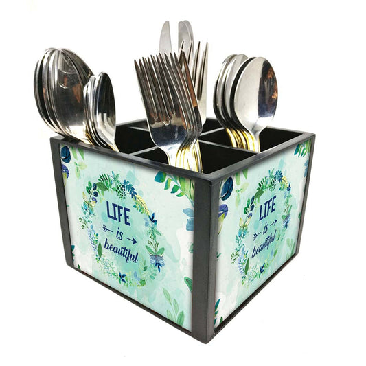 Life Is A Beautiful FloralCutlery Holder Stand Silverware Caddy Organizer Nutcase