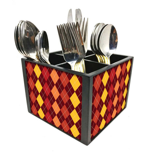Diamonds I Red And YellowCutlery Holder Stand Silverware Caddy Organizer Nutcase