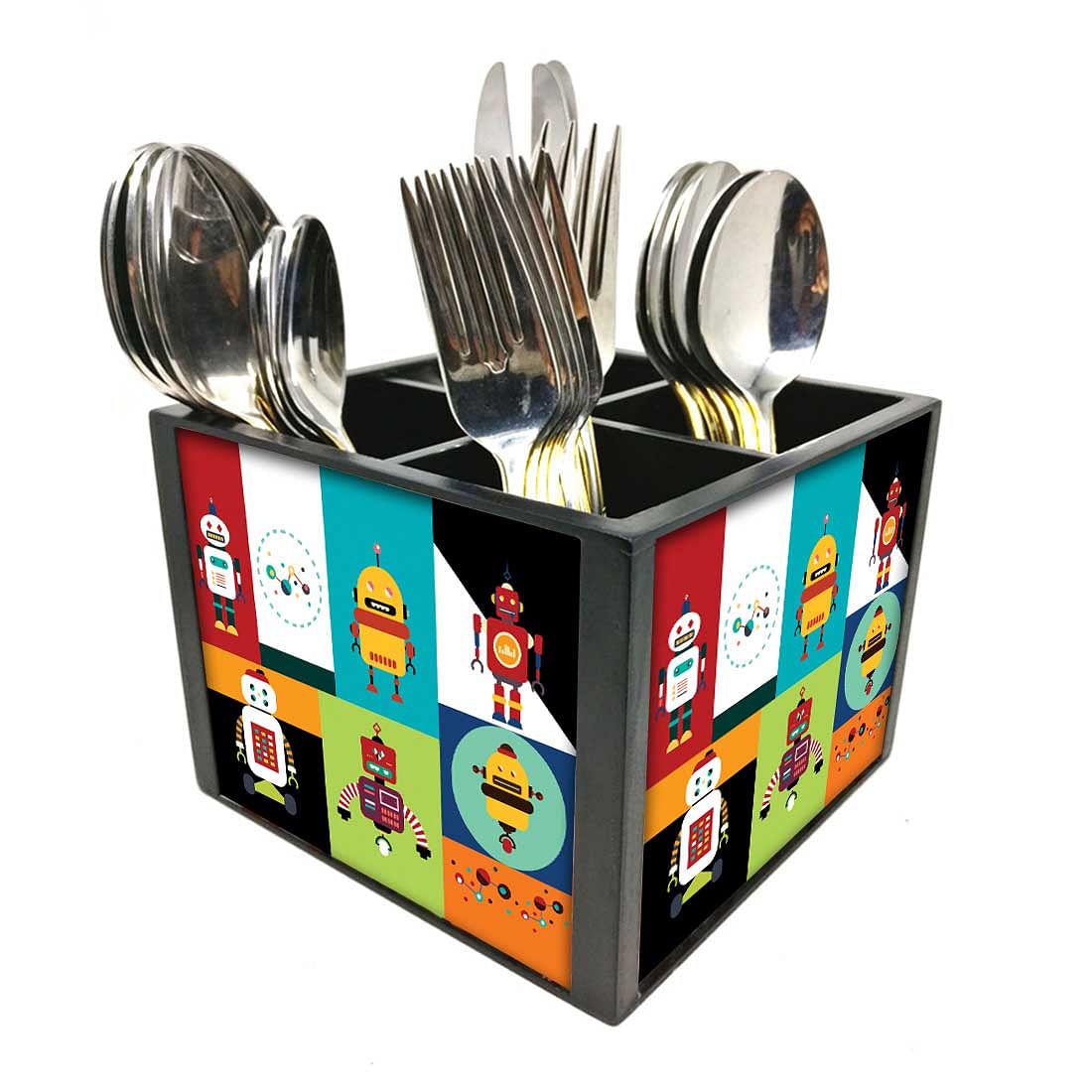 RobotsCutlery Holder Stand Silverware Caddy Organizer Nutcase