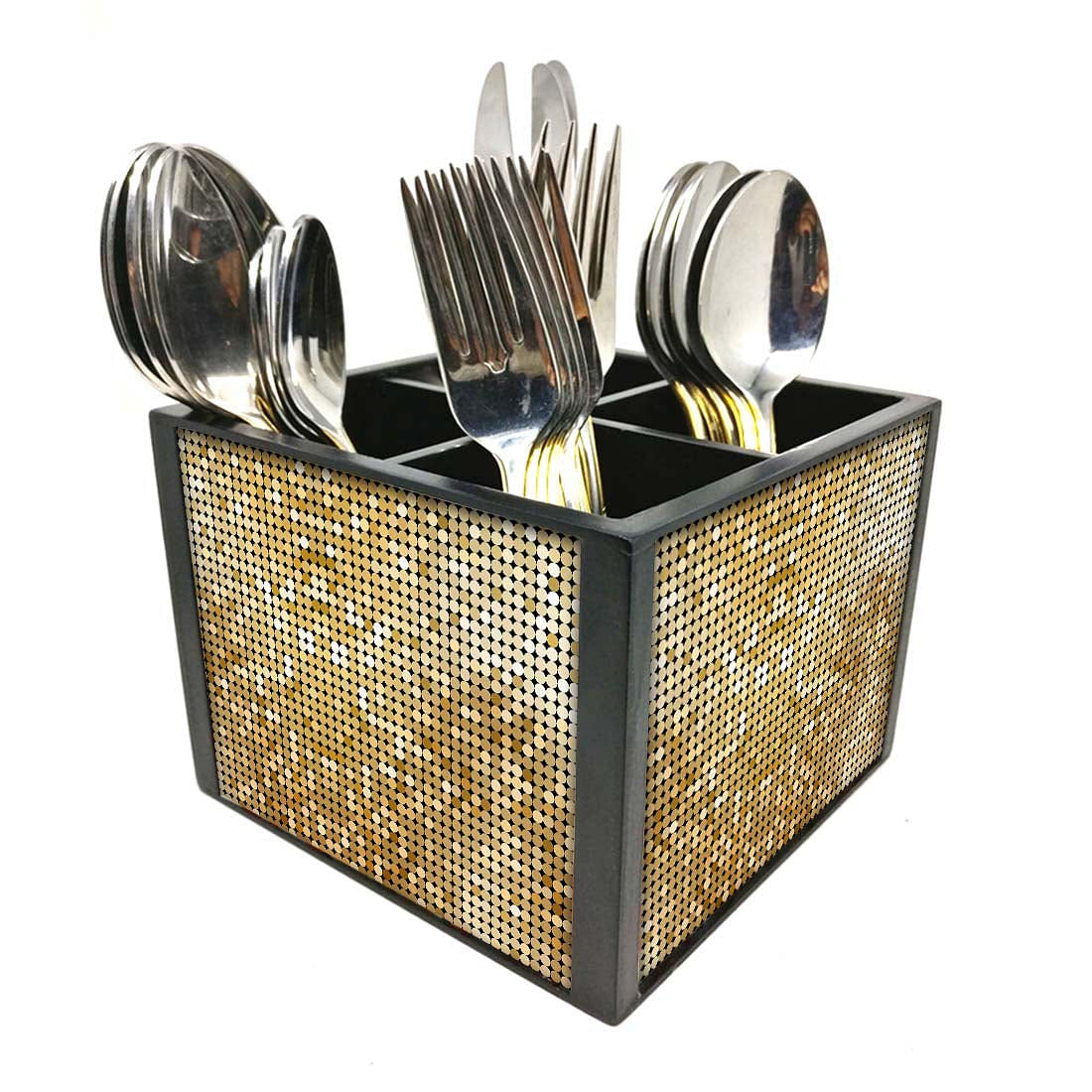 Gold CirclesCutlery Holder Stand Silverware Caddy Organizer Nutcase