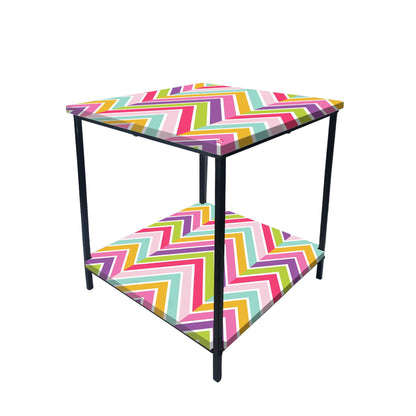 Modern Side Tables for Bedroom with Storage - Colorful pattern Nutcase