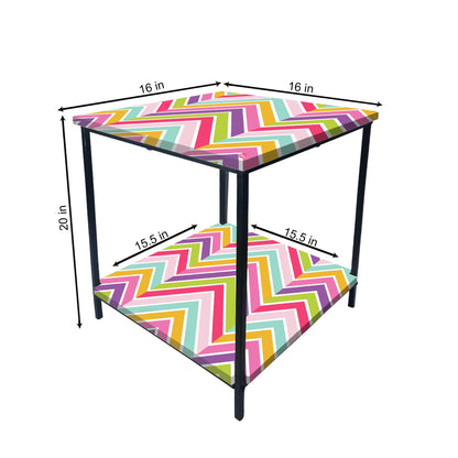 Modern Side Tables for Bedroom with Storage - Colorful pattern Nutcase