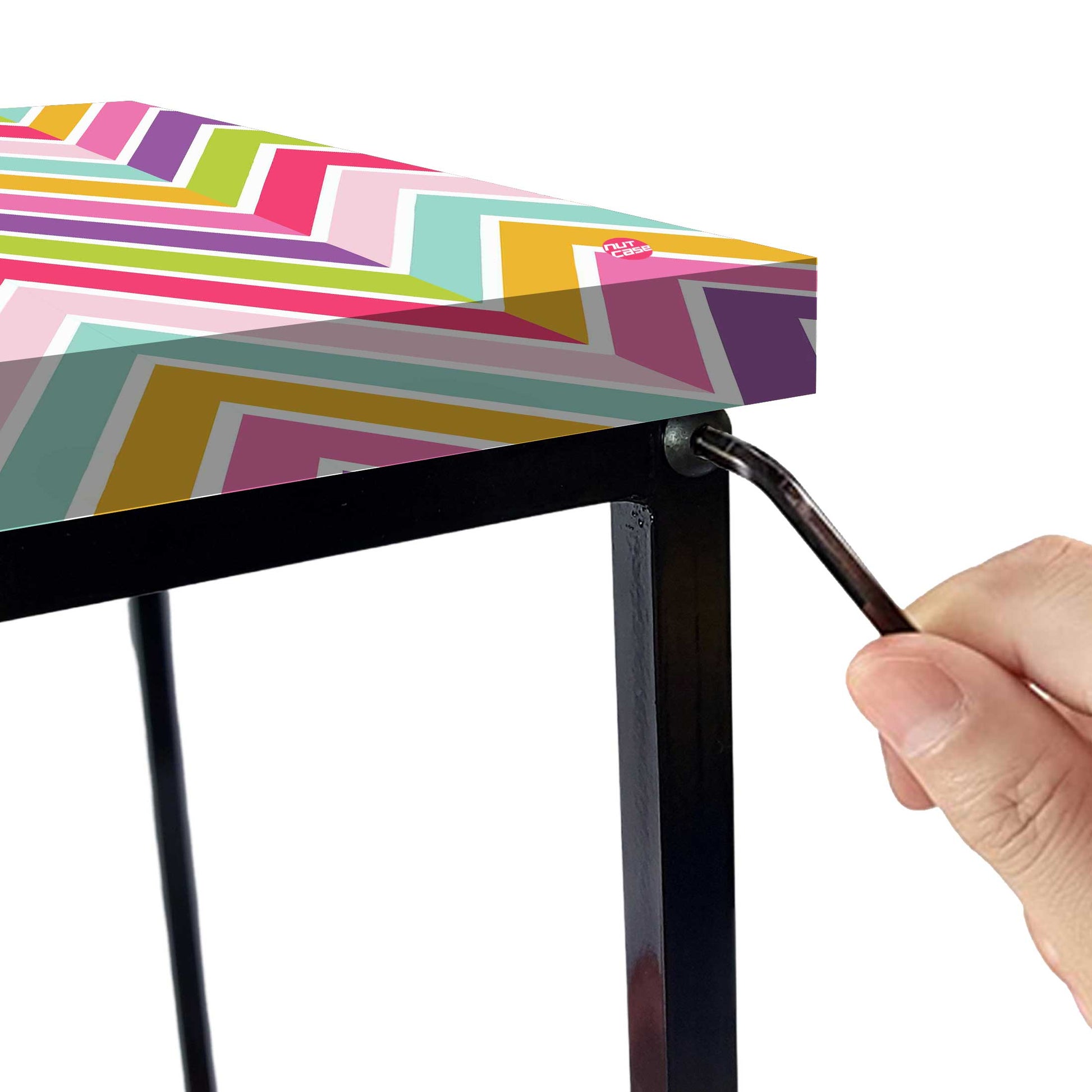 Modern Side Tables for Bedroom with Storage - Colorful pattern Nutcase