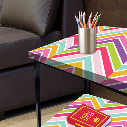 Modern Side Tables for Bedroom with Storage - Colorful pattern Nutcase