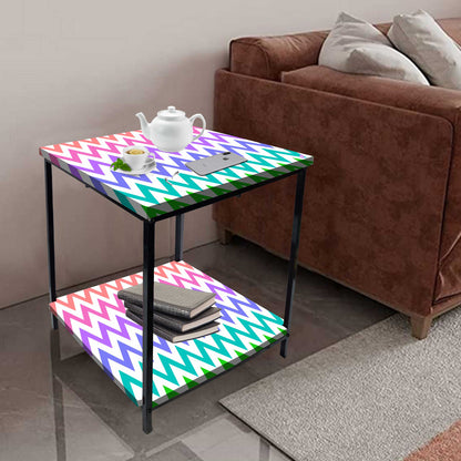 Modern Side Tables for Bedroom with Storage - Colorful pattern Nutcase