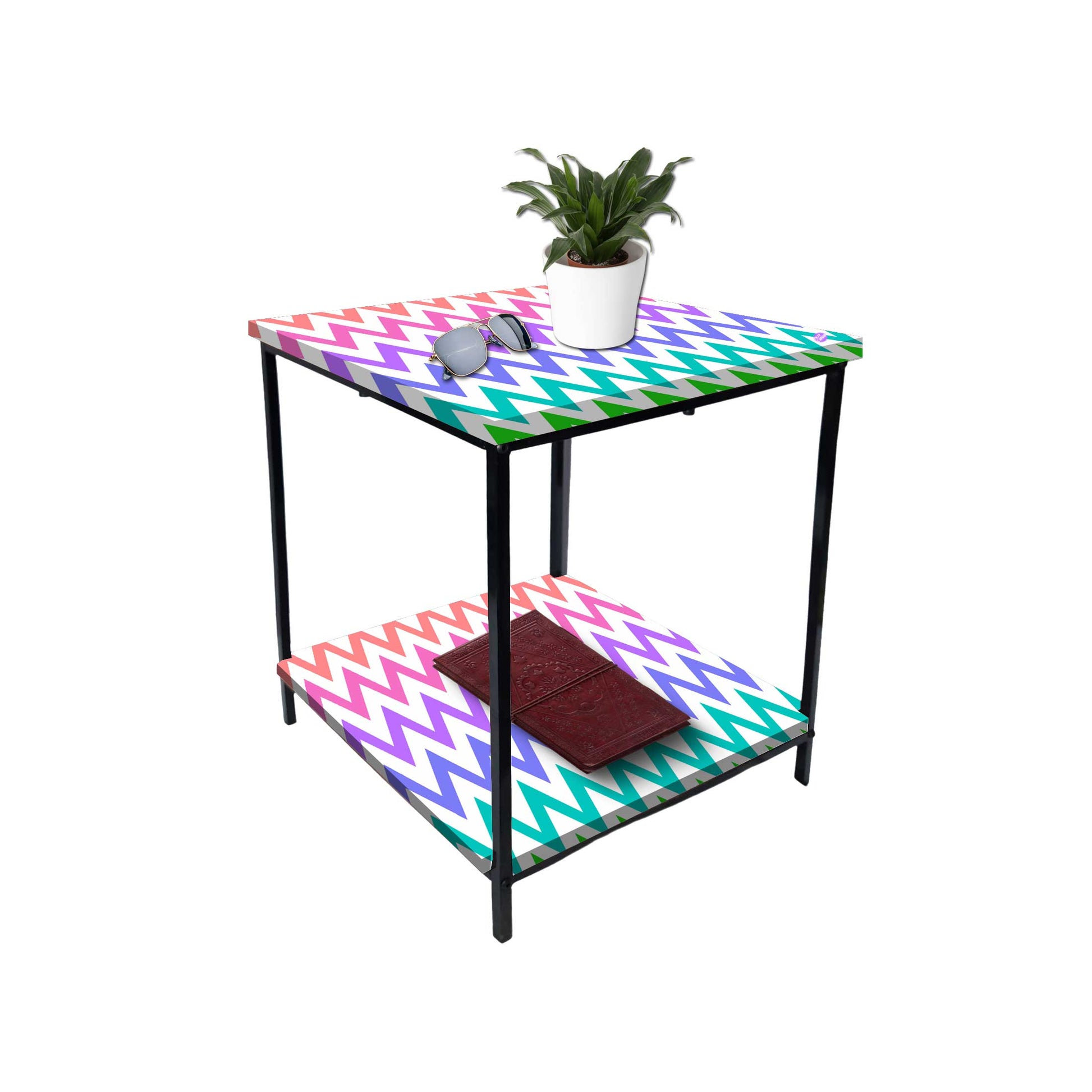 Modern Side Tables for Bedroom with Storage - Colorful pattern Nutcase