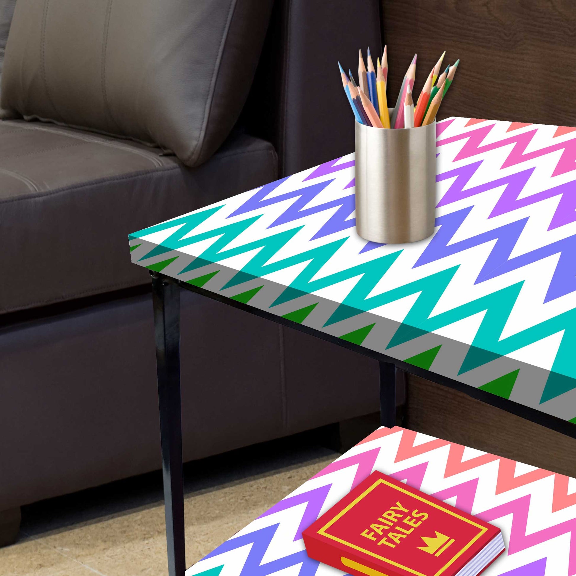 Modern Side Tables for Bedroom with Storage - Colorful pattern Nutcase