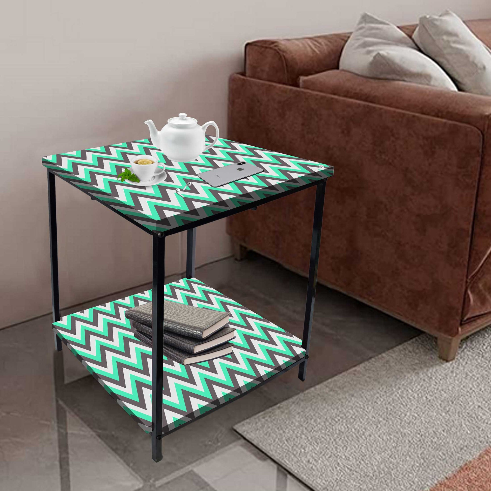 Modern Side Tables for Bedroom with Storage - Colorful pattern Nutcase