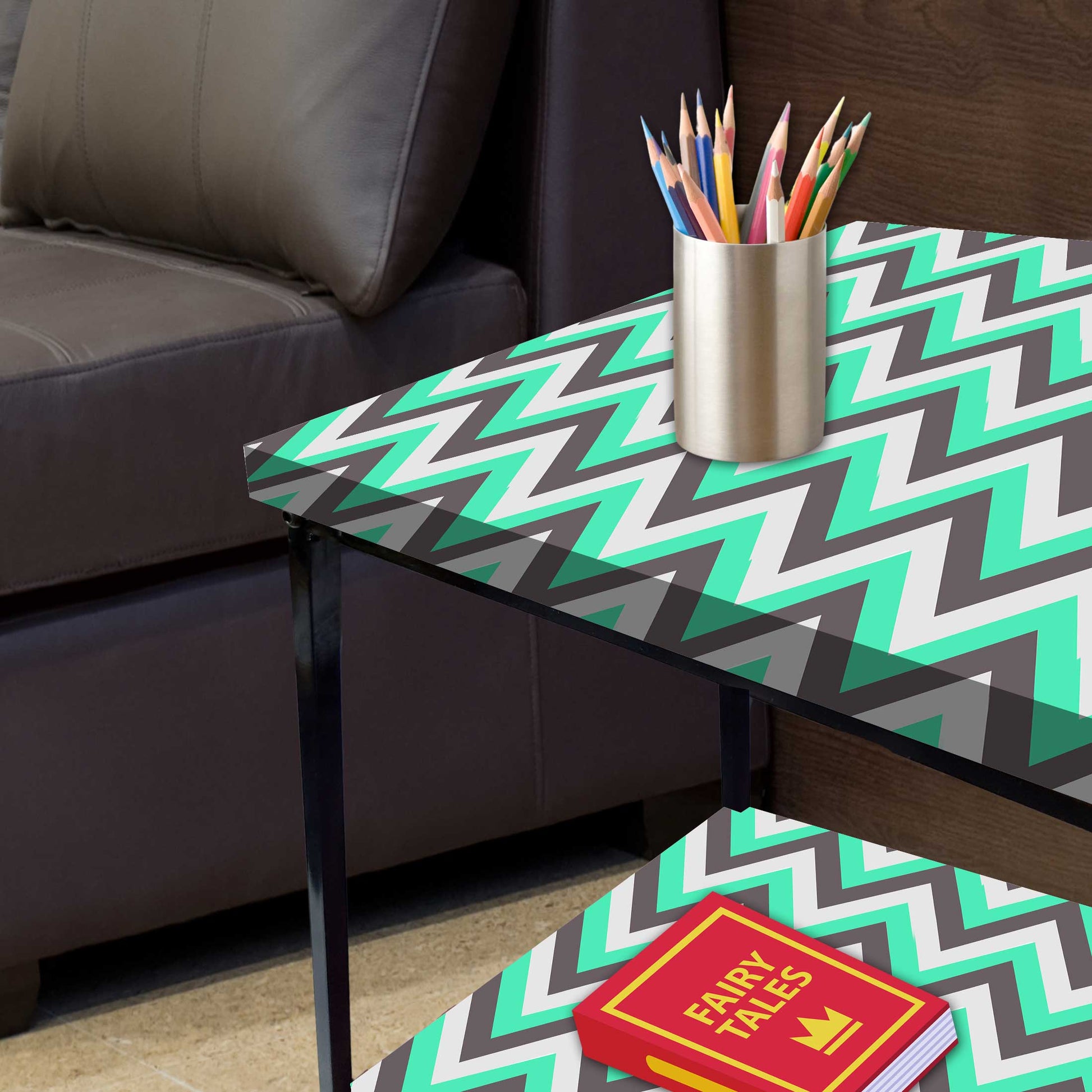 Modern Side Tables for Bedroom with Storage - Colorful pattern Nutcase