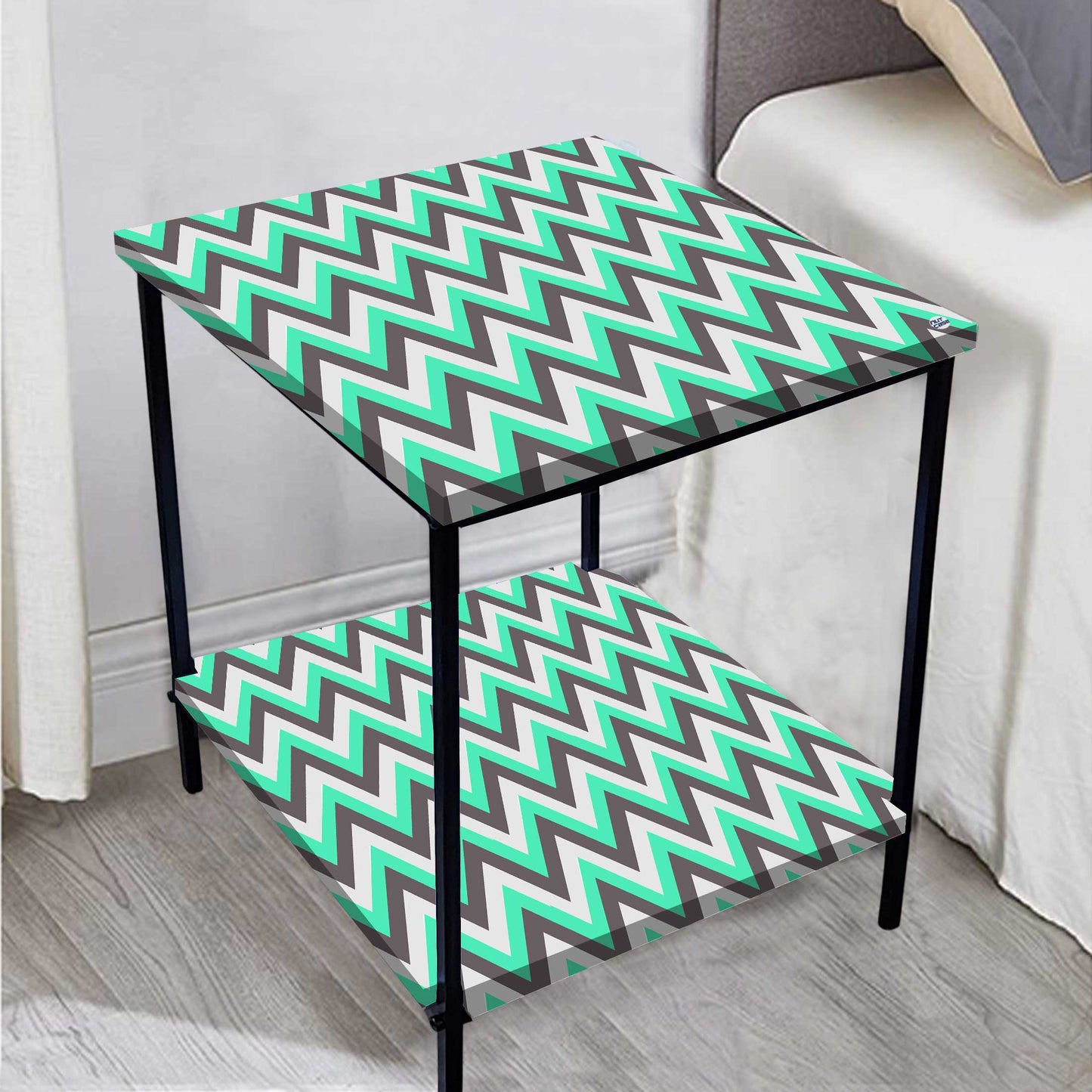 Modern Side Tables for Bedroom with Storage - Colorful pattern Nutcase