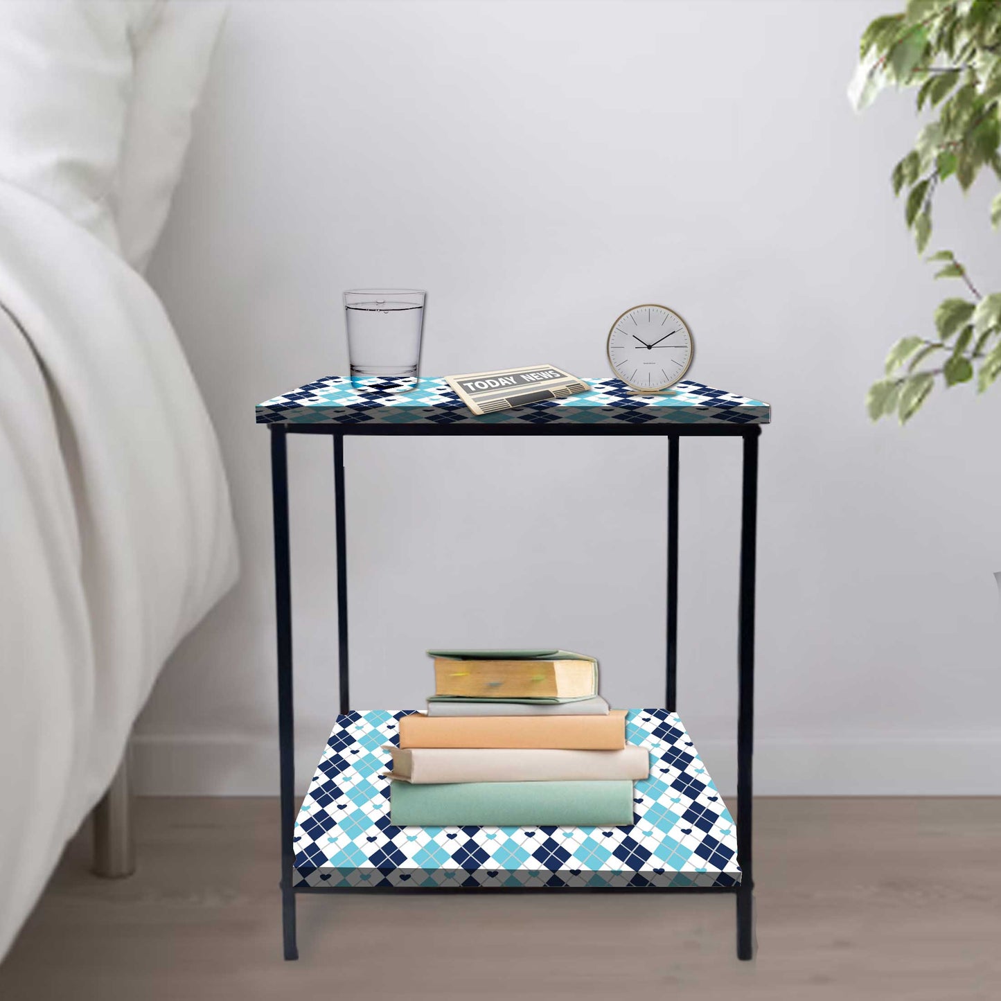 Modern Side Tables for Bedroom with Storage - Colorful pattern Nutcase