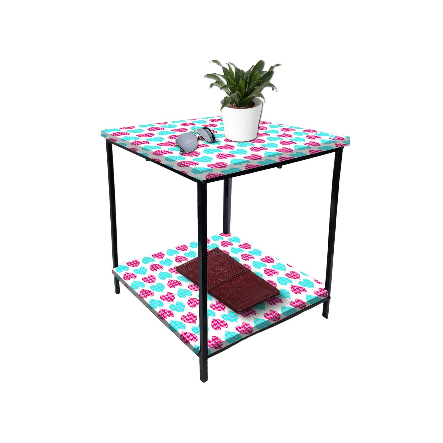 Living Room Bedside Table with Storage Rack - Colorful pattern Nutcase