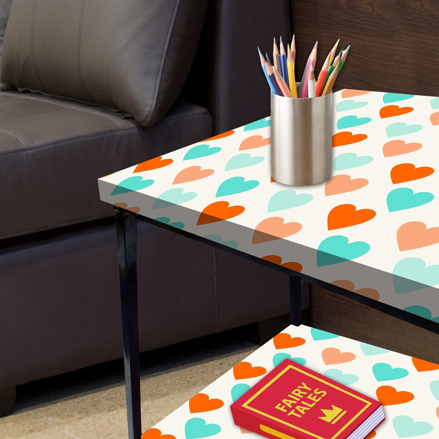 Living Room Bedside Table with Storage Rack - Colorful pattern Nutcase