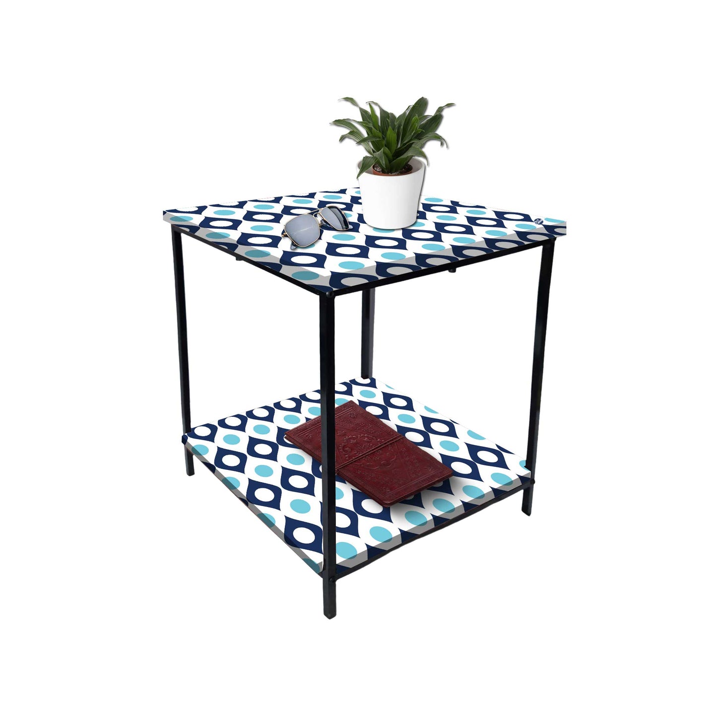 Living Room Bedside Table with Storage Rack - Colorful pattern Nutcase