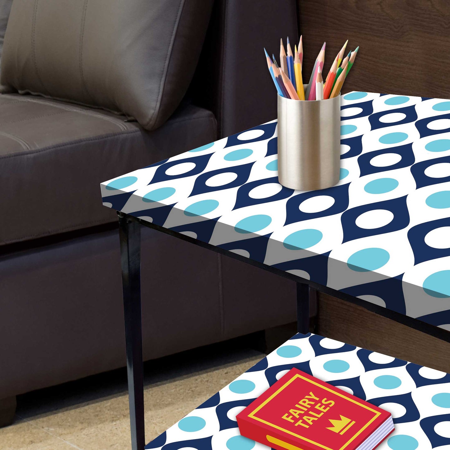 Living Room Bedside Table with Storage Rack - Colorful pattern Nutcase