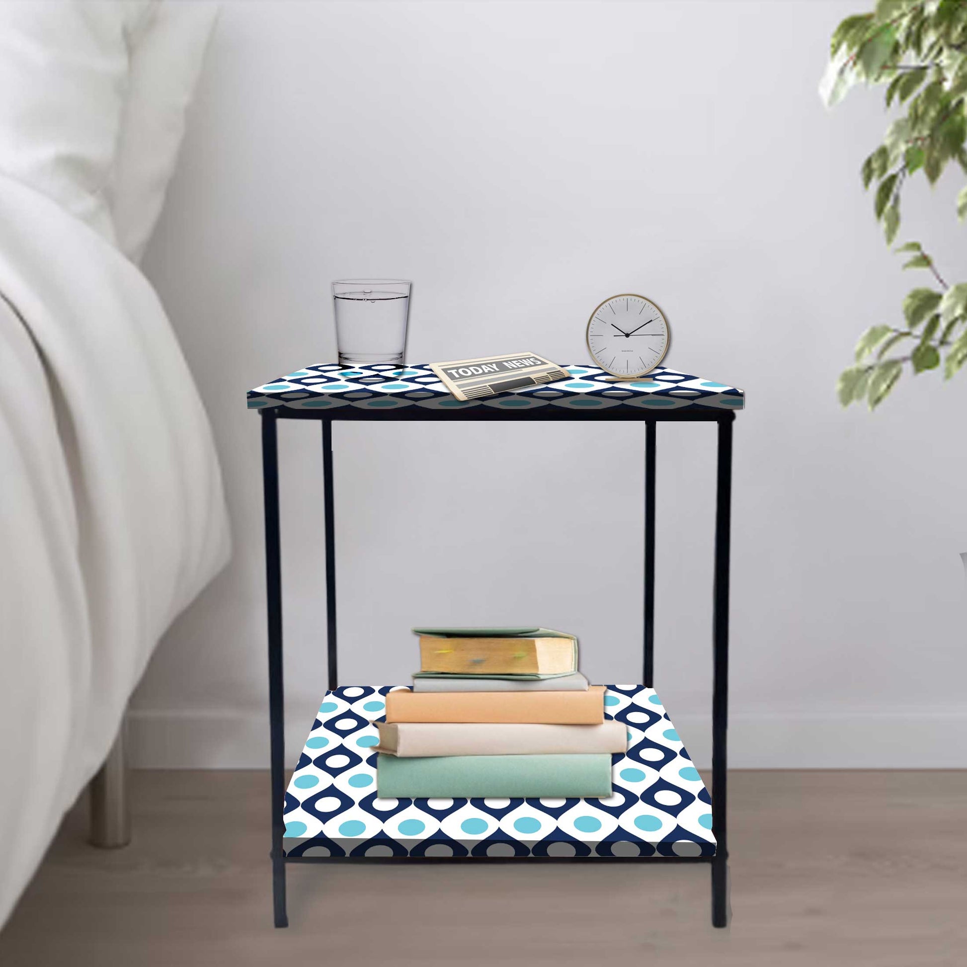 Living Room Bedside Table with Storage Rack - Colorful pattern Nutcase