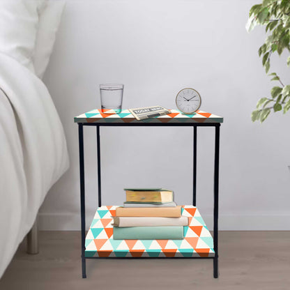 Living Room Bedside Table with Storage Rack - Colorful pattern Nutcase