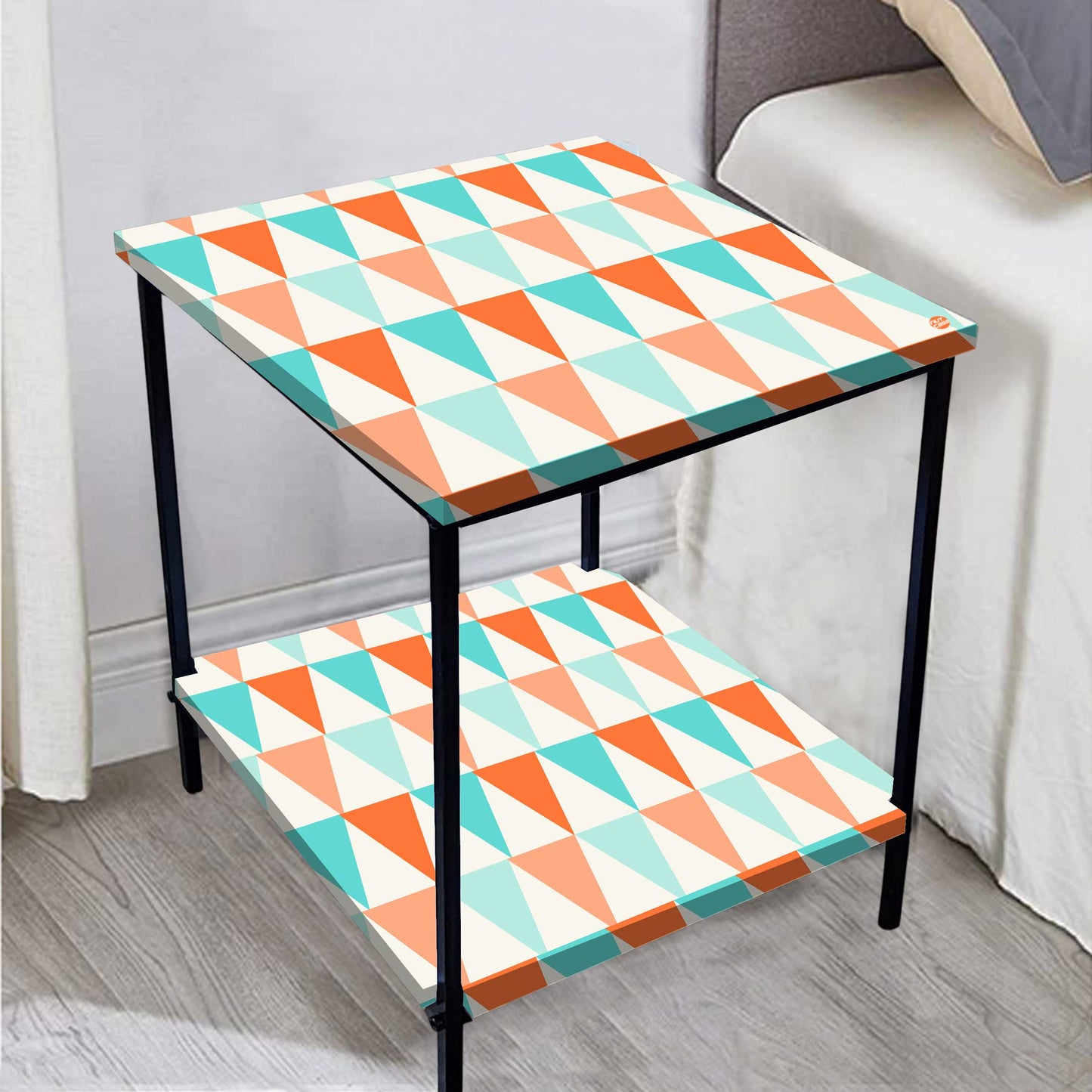 Living Room Bedside Table with Storage Rack - Colorful pattern Nutcase