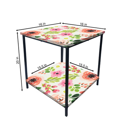 Small Table for Bedroom Side Table for Corner Rack - Floral Nutcase