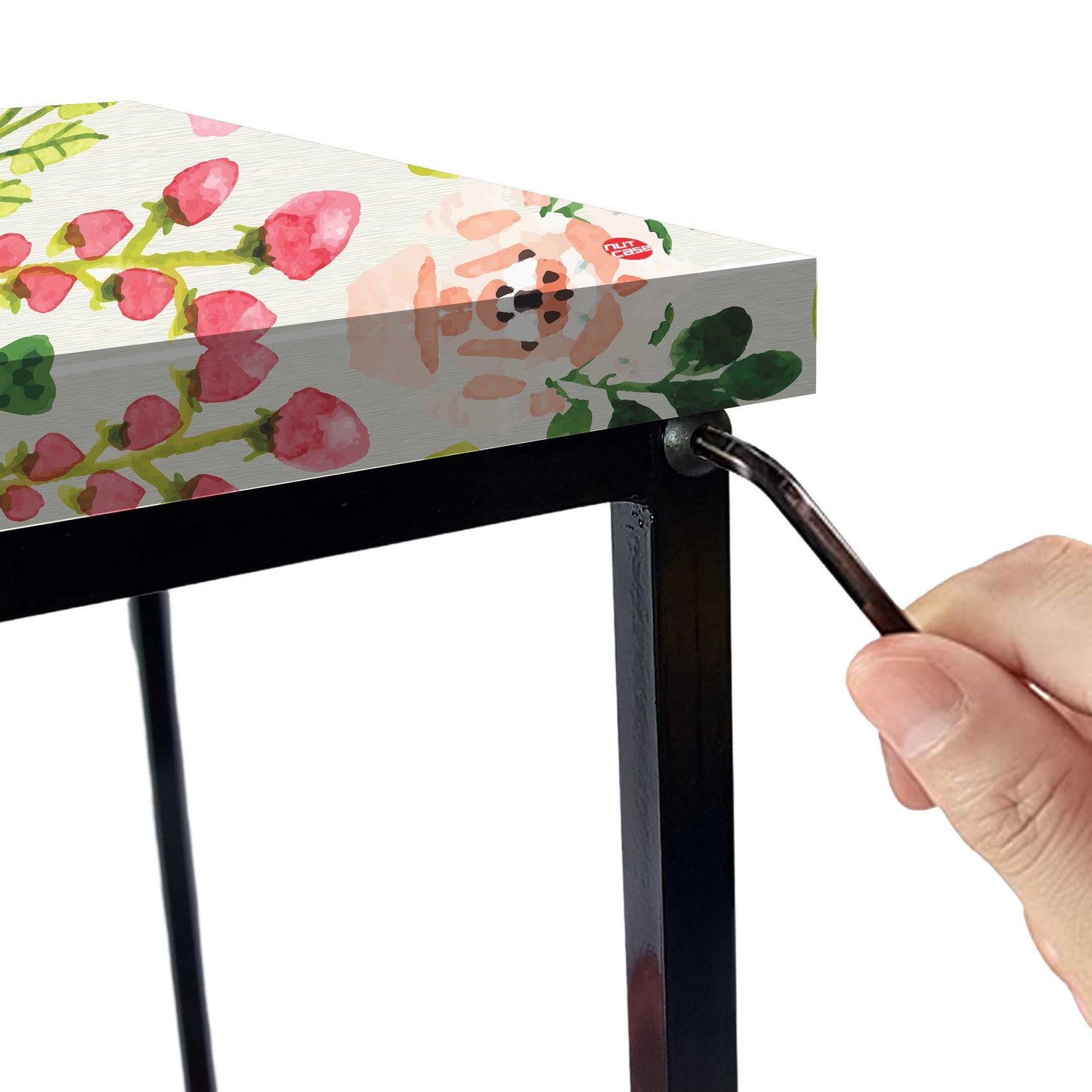 Small Table for Bedroom Side Table for Corner Rack - Floral Nutcase