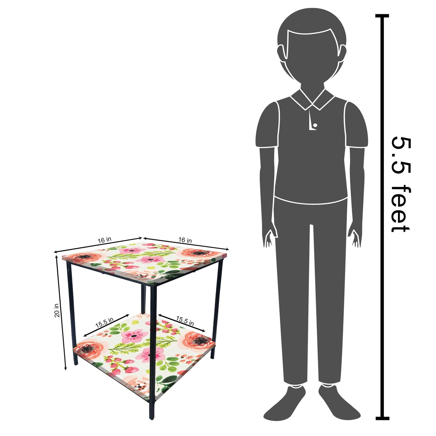 Small Table for Bedroom Side Table for Corner Rack - Floral Nutcase