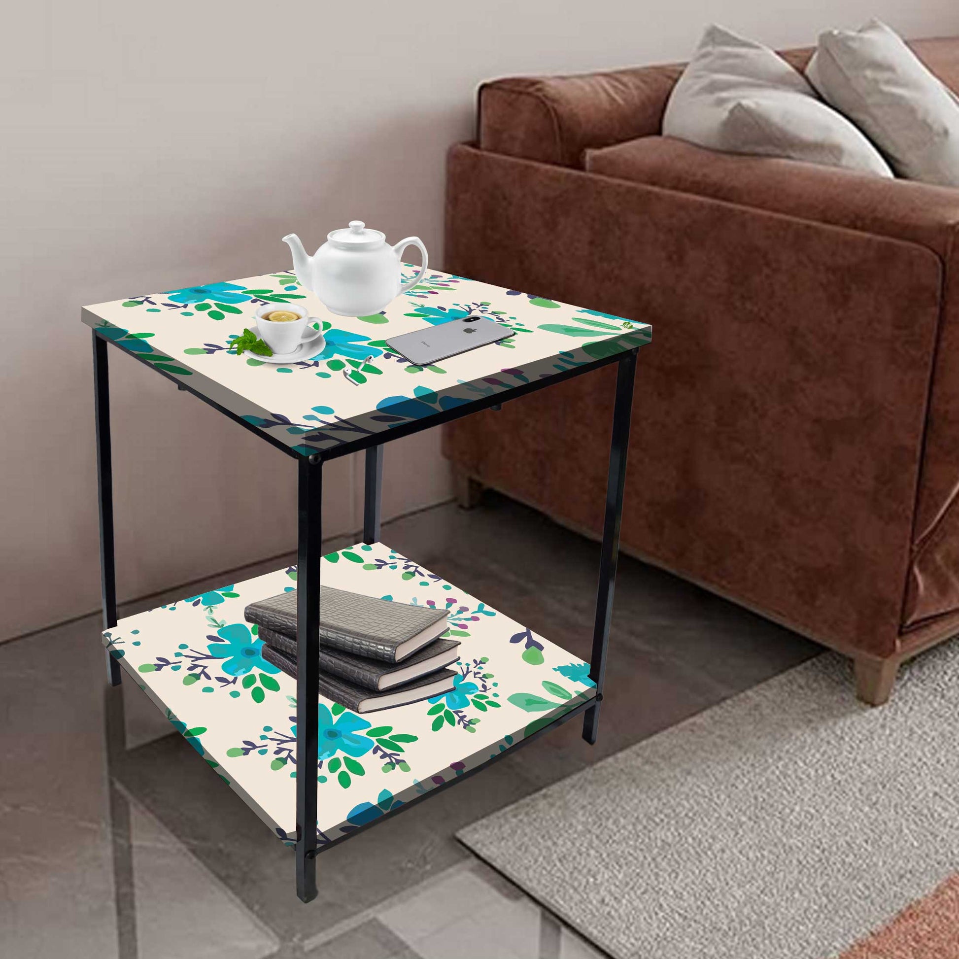 Small Table for Bedroom Side Table for Corner Rack - Floral Nutcase