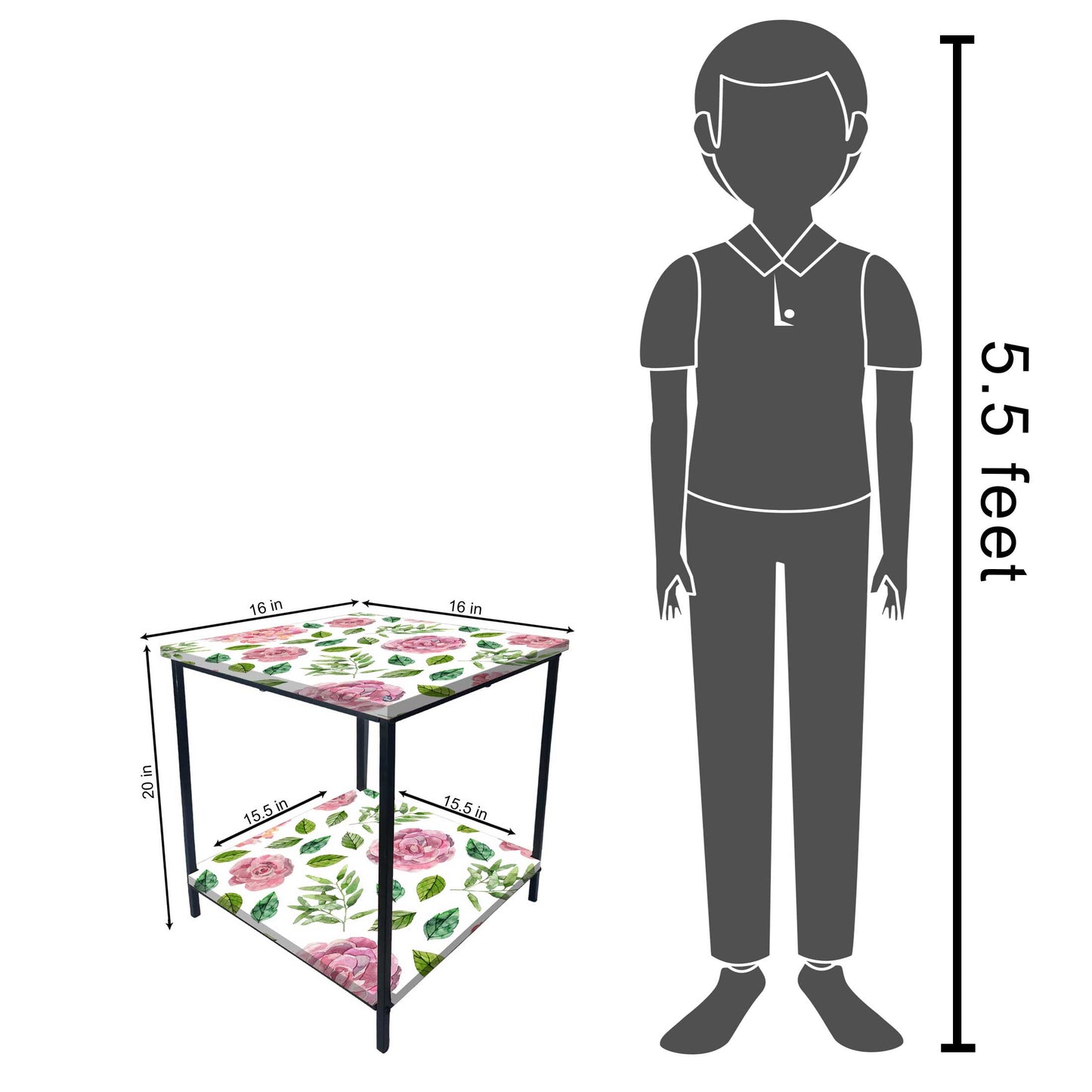 Small Table for Bedroom Side Table for Corner Rack - Floral Nutcase