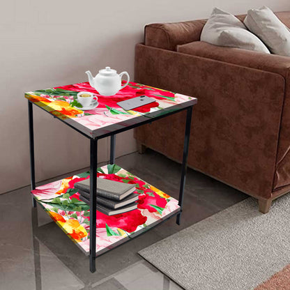 Metal Bedside Table for Corner Rack Bedroom, Sofa - FLORAL Nutcase