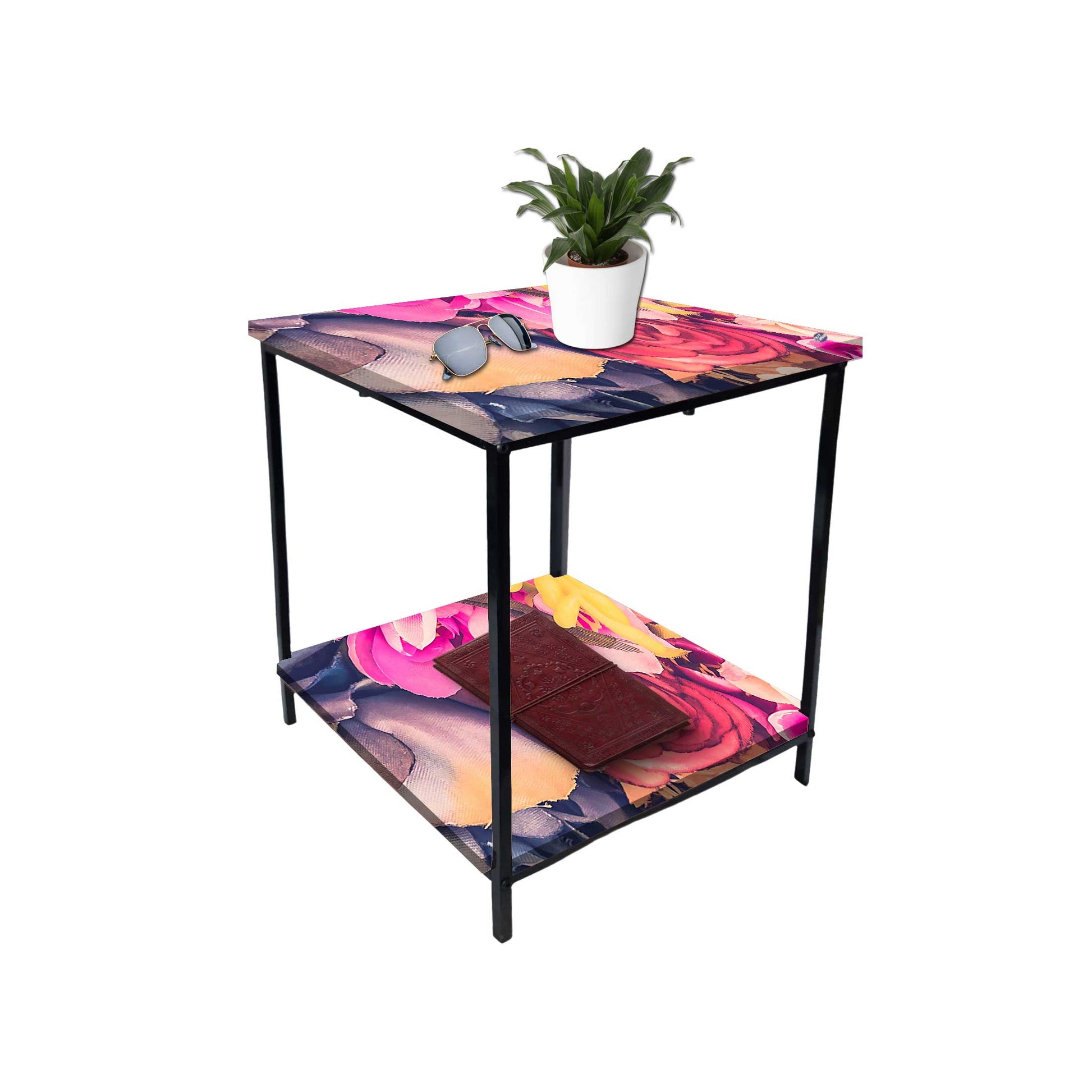 Metal Bedside Table for Corner Rack Bedroom, Sofa - FLORAL Nutcase