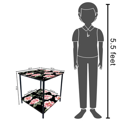 Metal Bedside Table for Corner Rack Bedroom, Sofa - FLORAL Nutcase