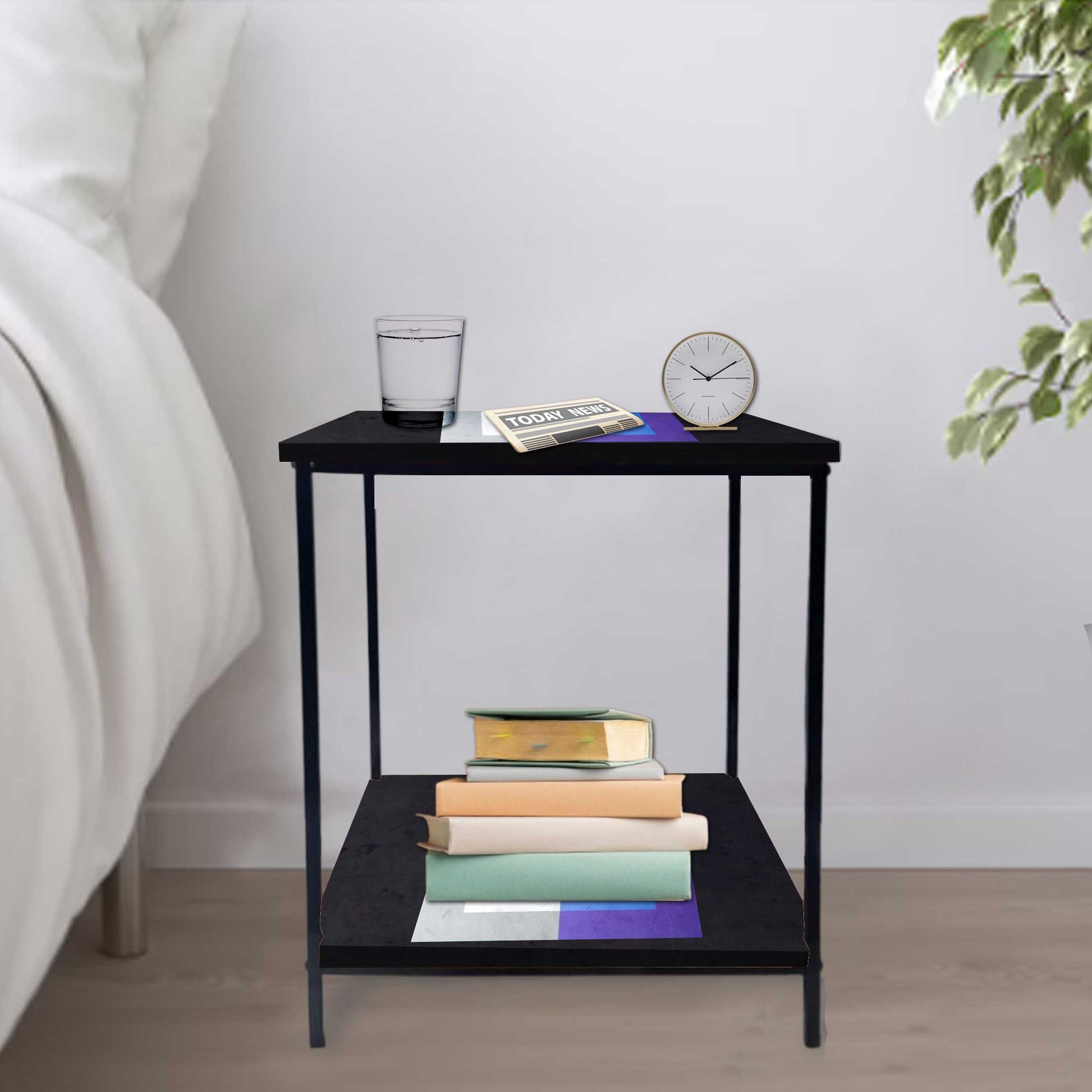 Small Side Table for Bedroom with Storage - GEOMETRIC Nutcase