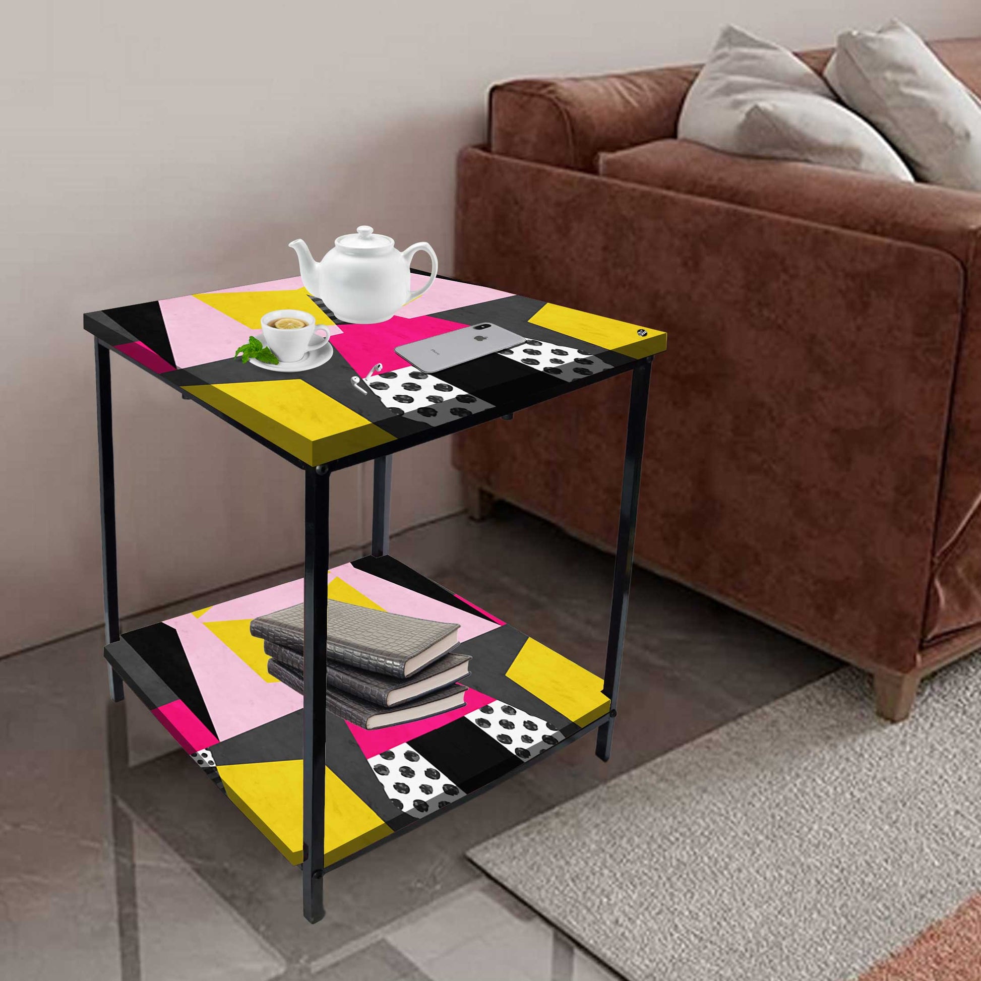 Small Side Table for Bedroom with Storage - GEOMETRIC Nutcase