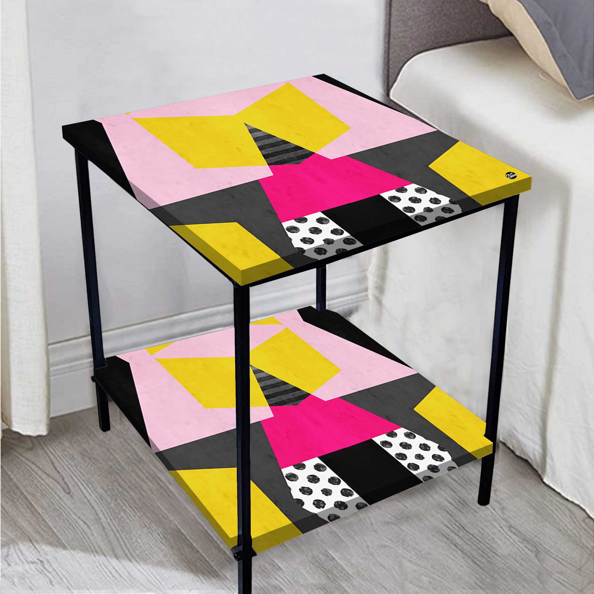 Small Side Table for Bedroom with Storage - GEOMETRIC Nutcase