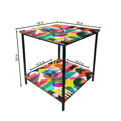 Small Side Table for Bedroom with Storage - GEOMETRIC Nutcase