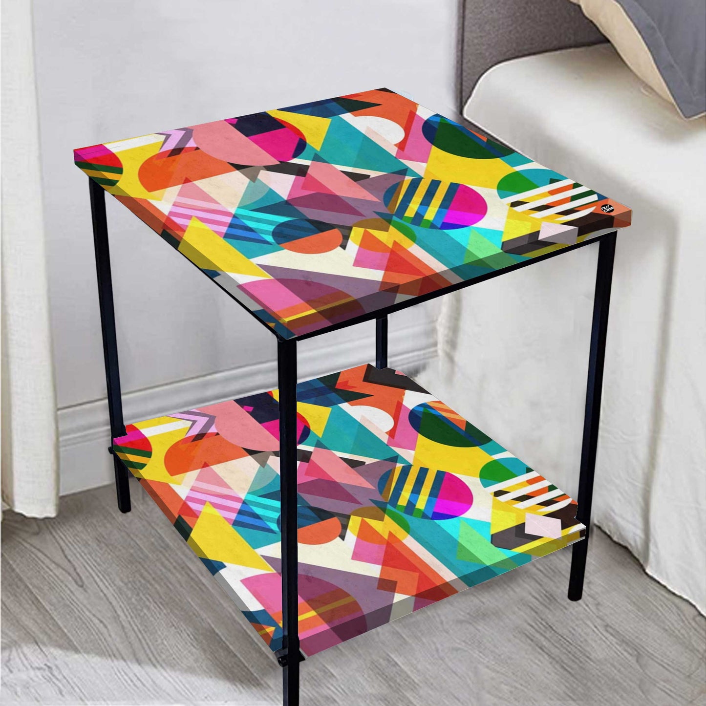 Small Side Table for Bedroom with Storage - GEOMETRIC Nutcase