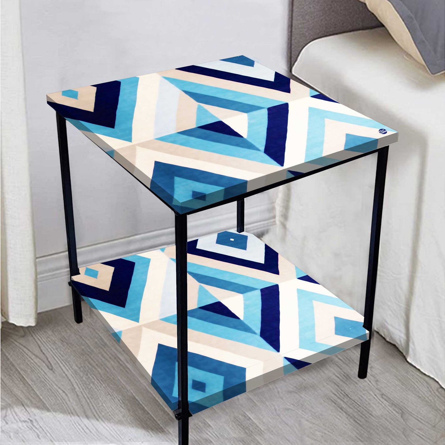 Small Side Table for Bedroom with Storage - GEOMETRIC Nutcase