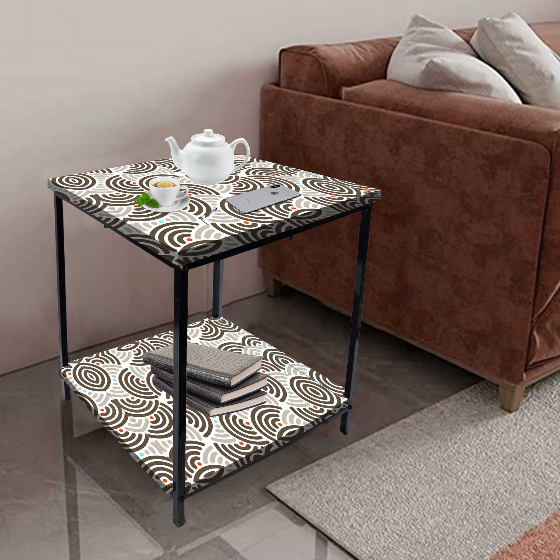 Sofa Side Table for Living Room/Bedroom Storage - GEOMETRIC Nutcase