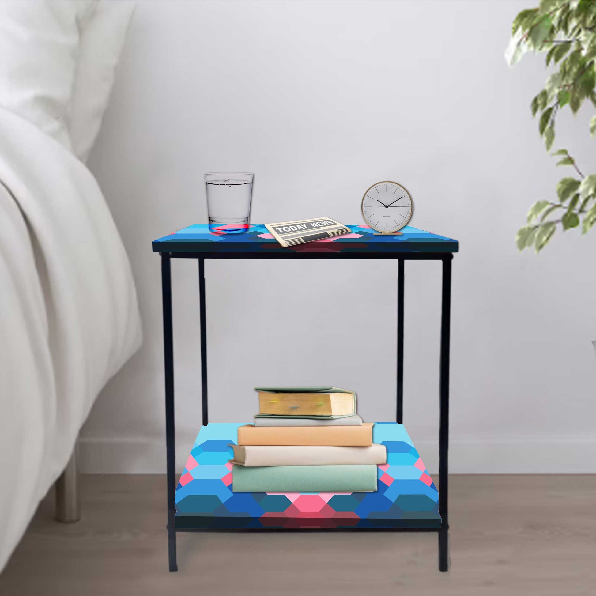 Sofa Side Table for Living Room/Bedroom Storage - GEOMETRIC Nutcase