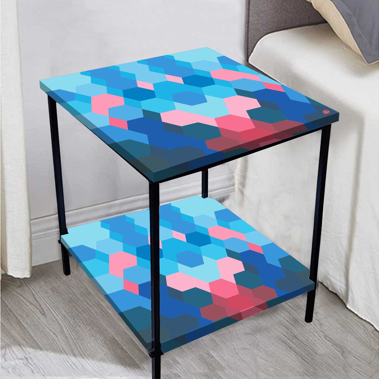 Sofa Side Table for Living Room/Bedroom Storage - GEOMETRIC Nutcase